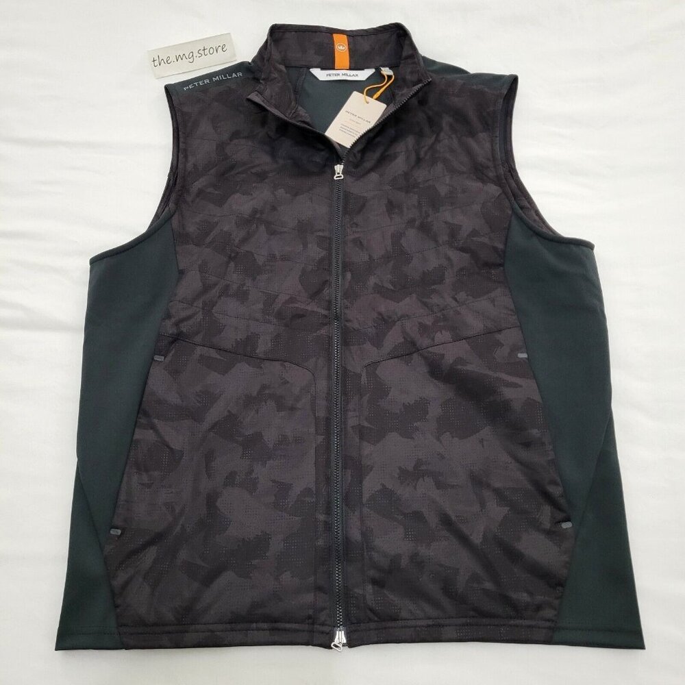 PETER MILLAR Fuse Elite Brushstroke Camo Vest Gilet Black Men’s Sz M MSRP $200